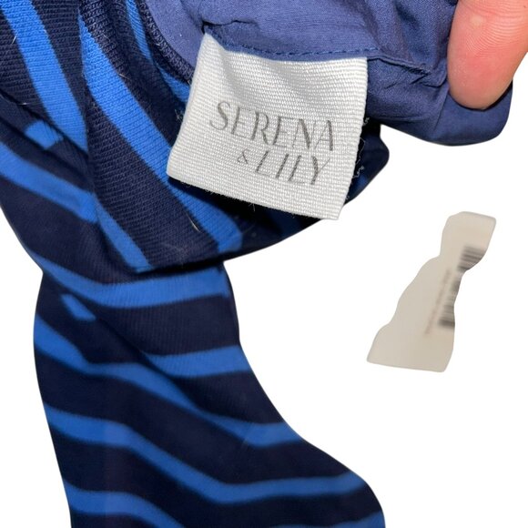 Serena & Lily Navy & light Blue Jersey stripe French Breton Nautical Christmas - Picture 3 of 4